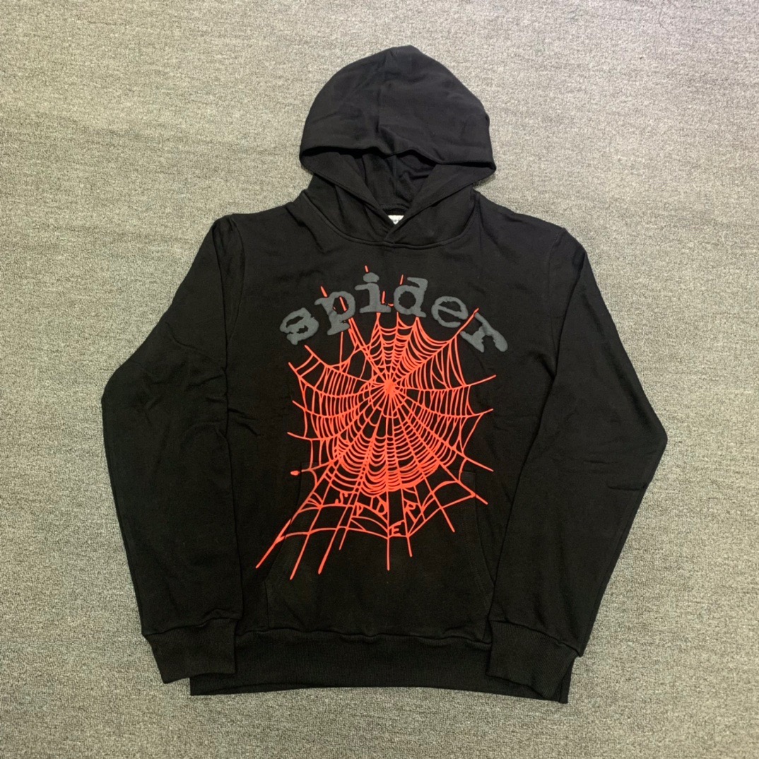 Best Replica Young Thug Sp5der-Black letters, red cobweb, black hoodie - Colareps