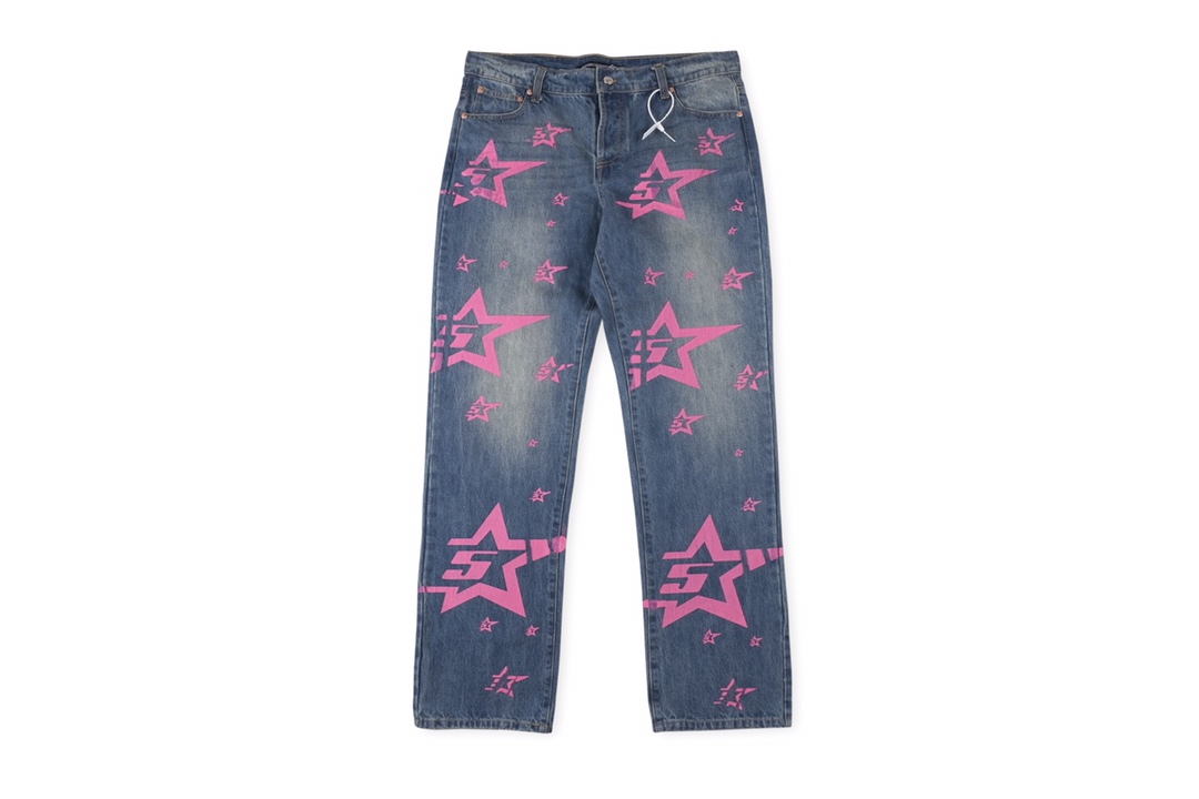Best Replica Dazzling five-point  star printed jeans - Colareps