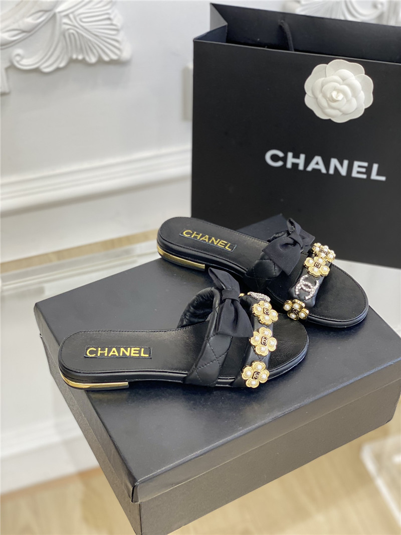 Best Replica Chanel new bowknot flower buckle slippers - Colareps