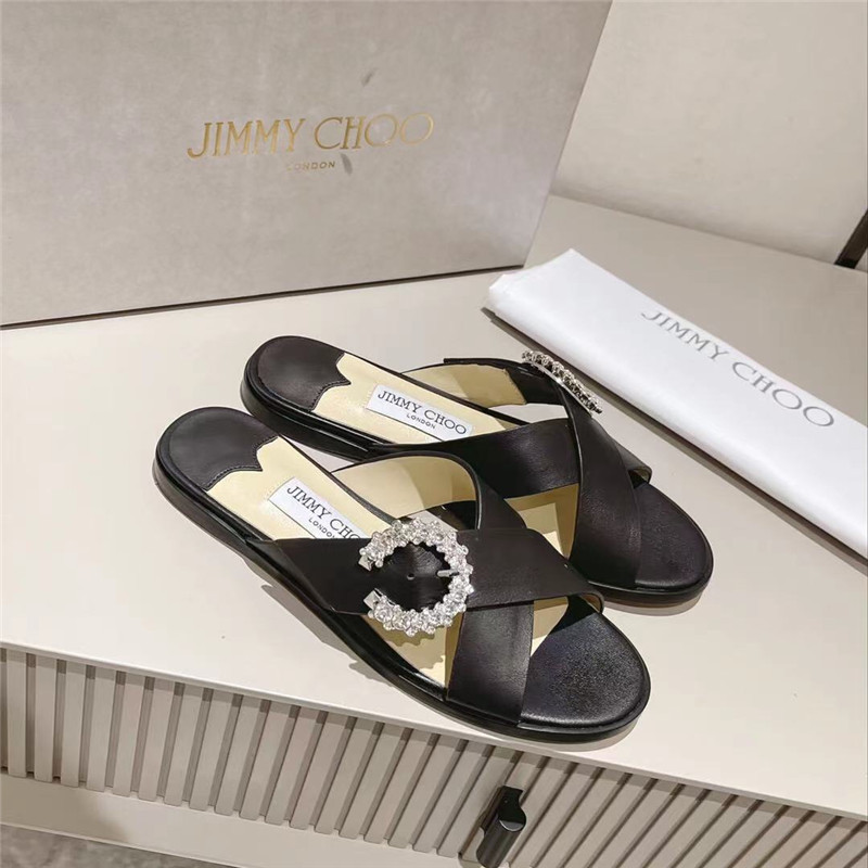 Best Replica Jimmy Choo Rhinestone C Buckle Slides - Colareps