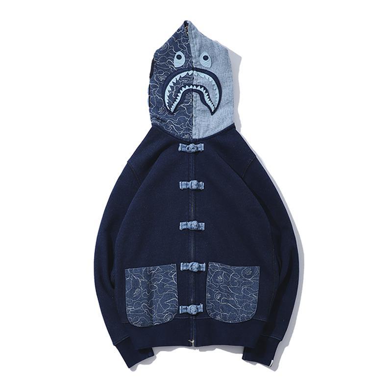 Best Replica Bape Shark Blue Pullover Hoodie - Colareps