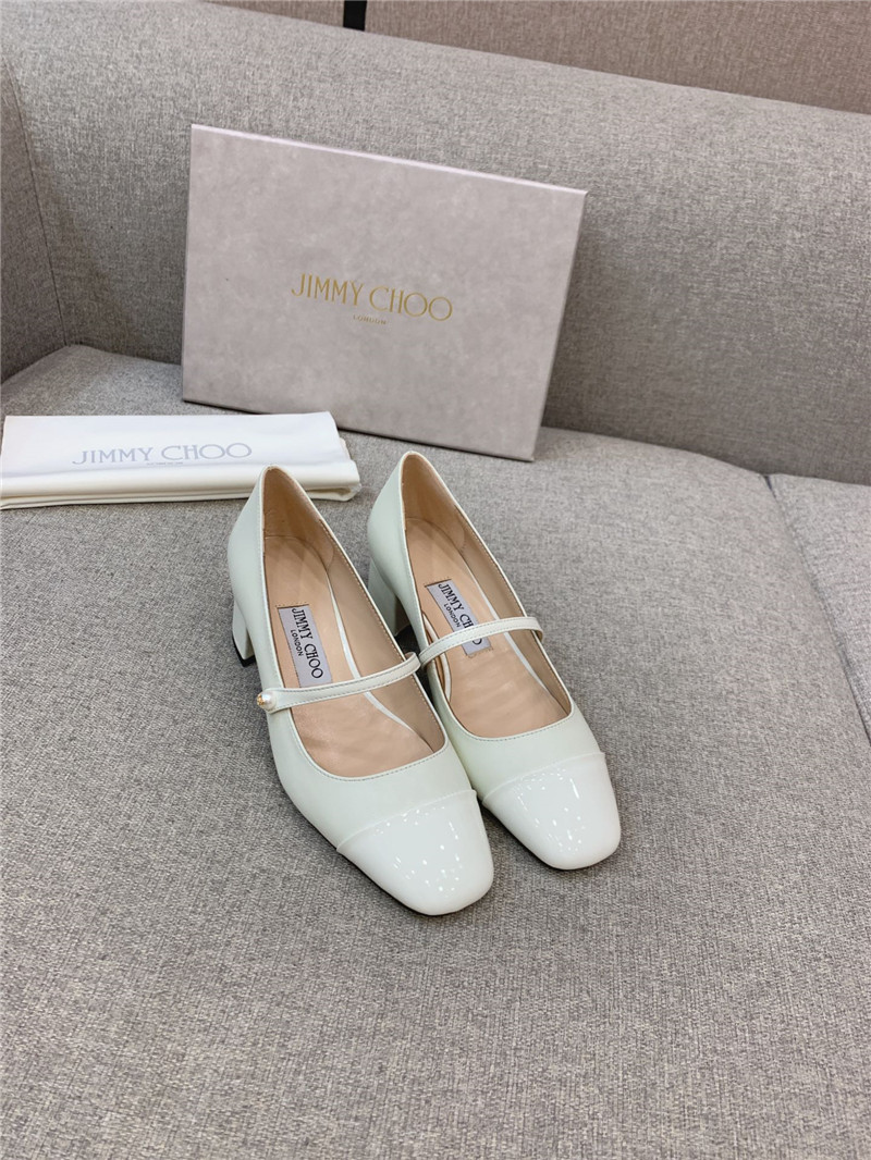 Best Replica Jimmy Choo New Thick Heel Mary Jane Shoes - Colareps