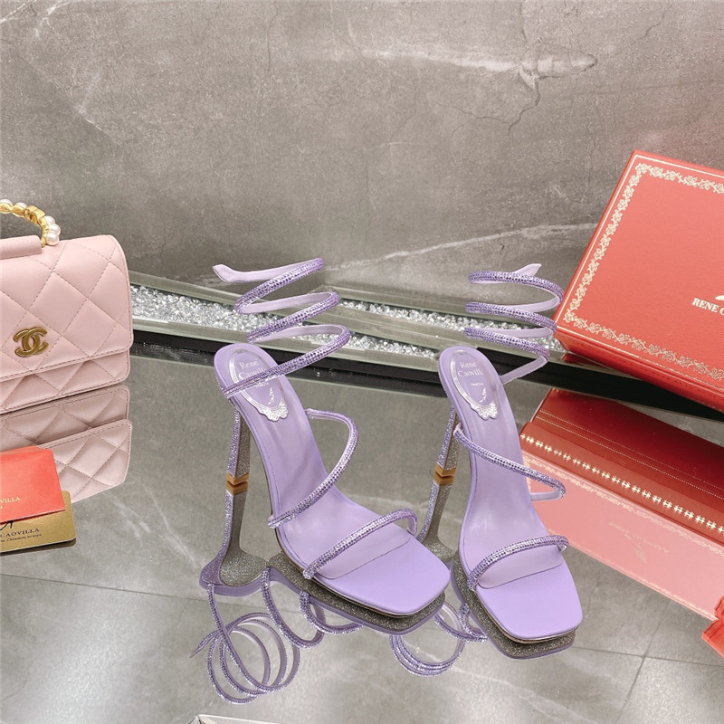 Best Replica Rene Caovilla Dupe R C diagonal strap rhinestone inlaid sandals - Colareps