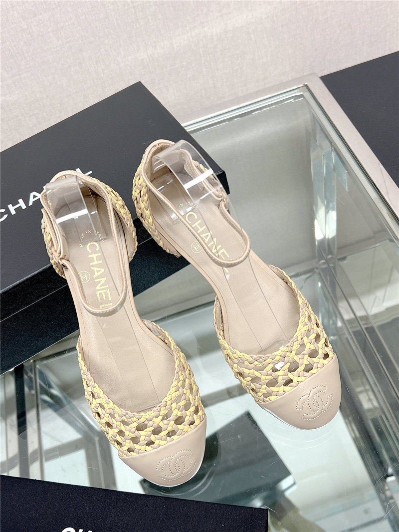 Best Replica Chanel Mary Jane hollow woven sandals - Colareps