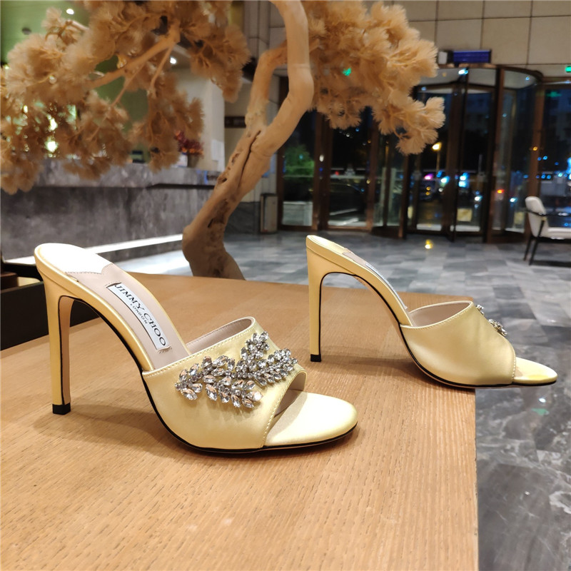 Best Replica jimmy choo high heel fishmouth satin sandals - Colareps