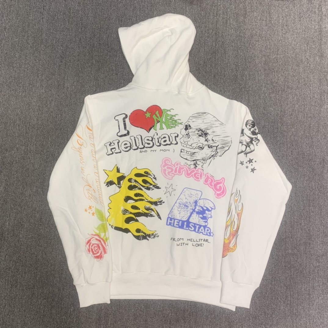 Best Replica Skull graffiti print hoodie - Colareps