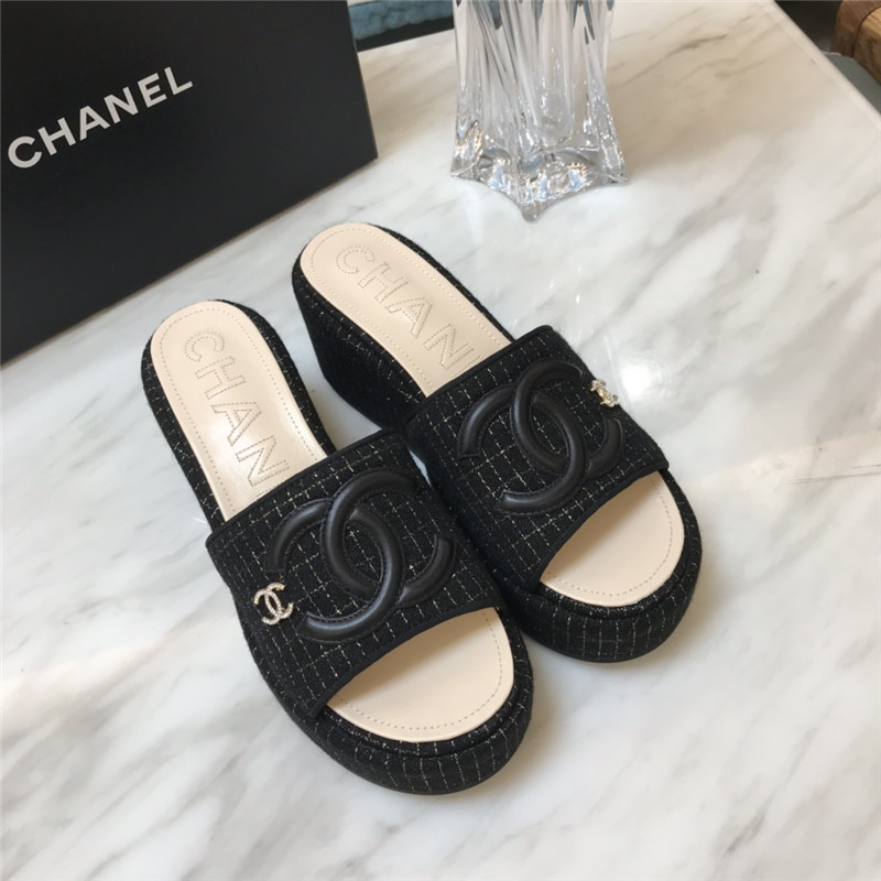 Best Replica Chanel new large double C lazy platform slippers - Colareps