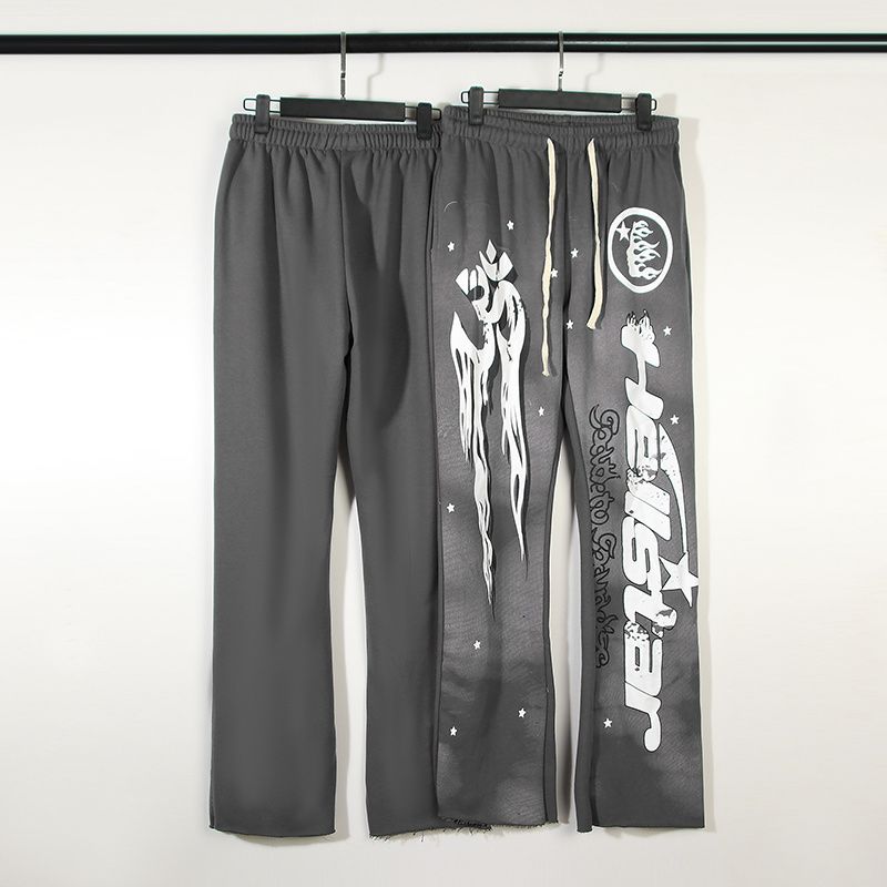 Best Replica Gray Mud Print Vintage Flared Pants - Colareps