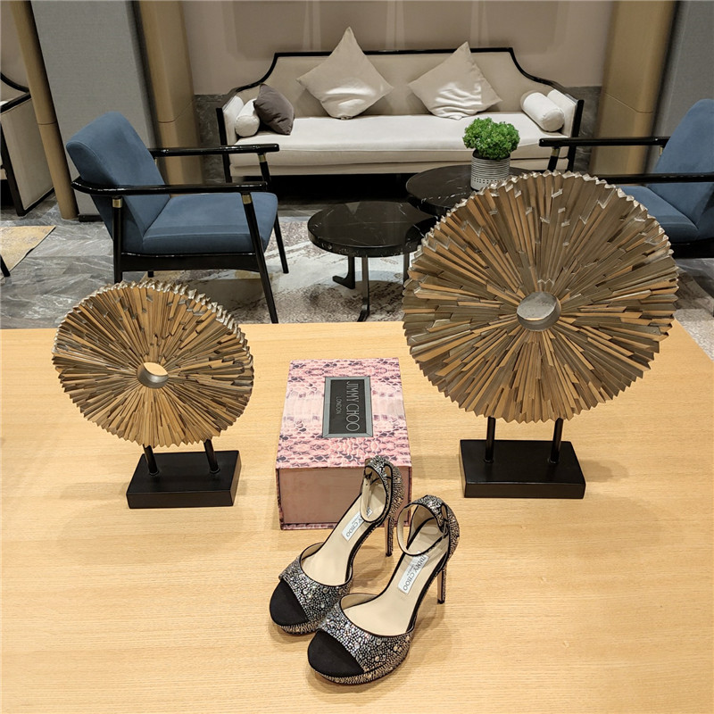 Best Replica Jimmy Choo Crystal Chain Heeled Platform Sandals - Colareps