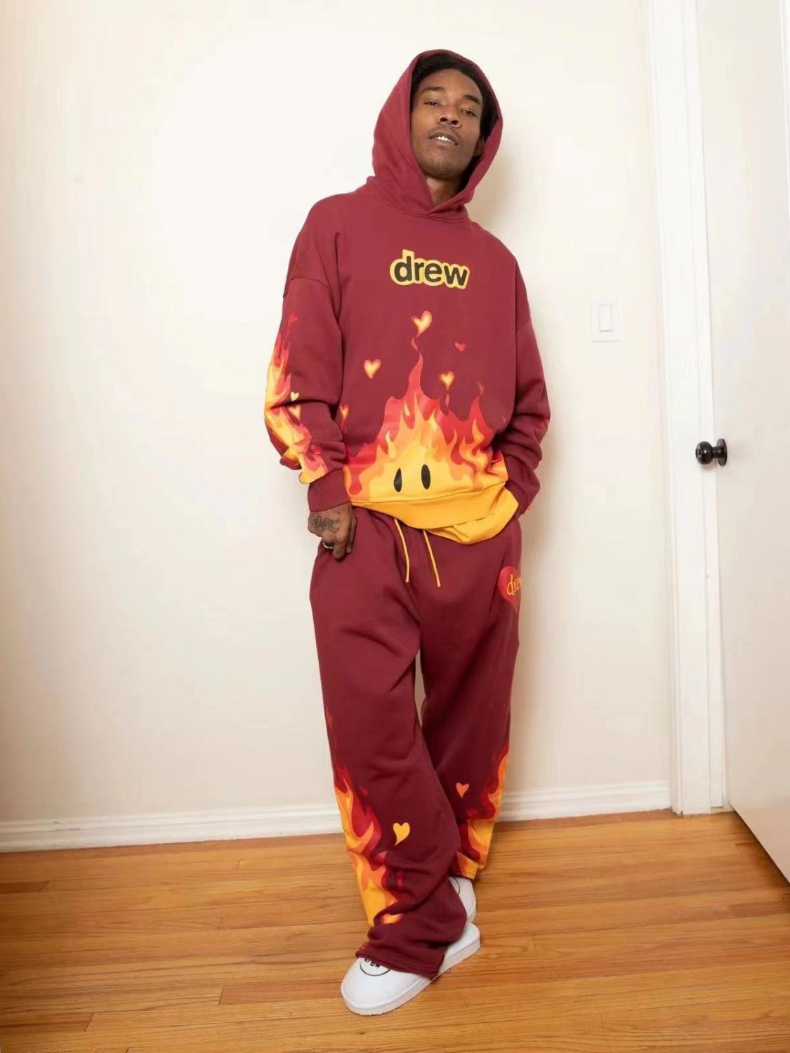 Best Replica Drew House Fire Hoodie Black - Colareps