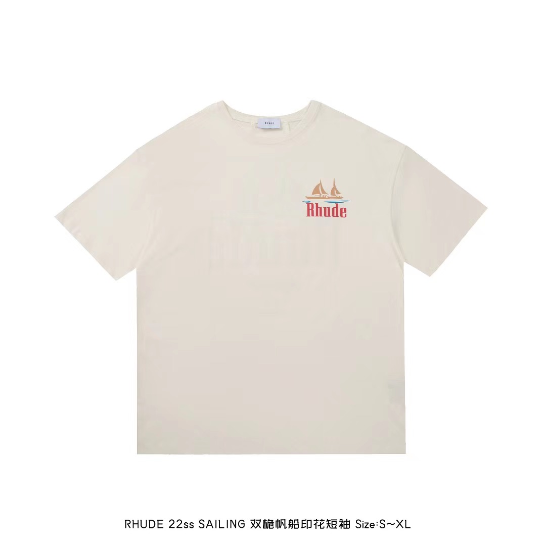 Best Replica Rhude Replica Double gardenia sailboat print tee - Colareps