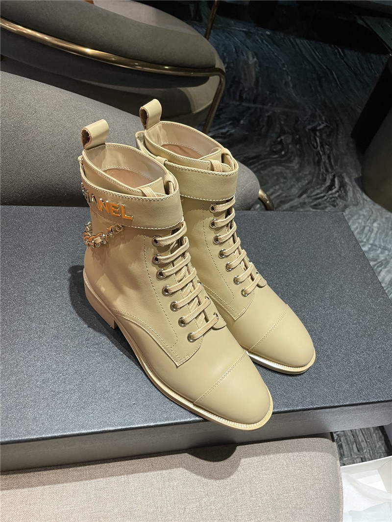 Best Replica chanel chain lace up ankle boots - Colareps