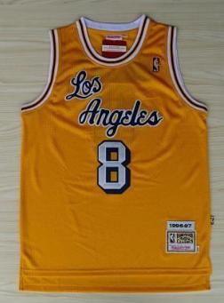 Best Replica KOBE BRYANT #8 LOS ANGELES LAKERS YELLOW THROWBACK JERSEY - Colareps