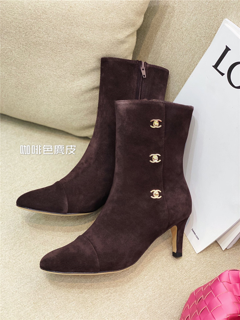 Best Replica chanel high-heeled pointed boots - Colareps