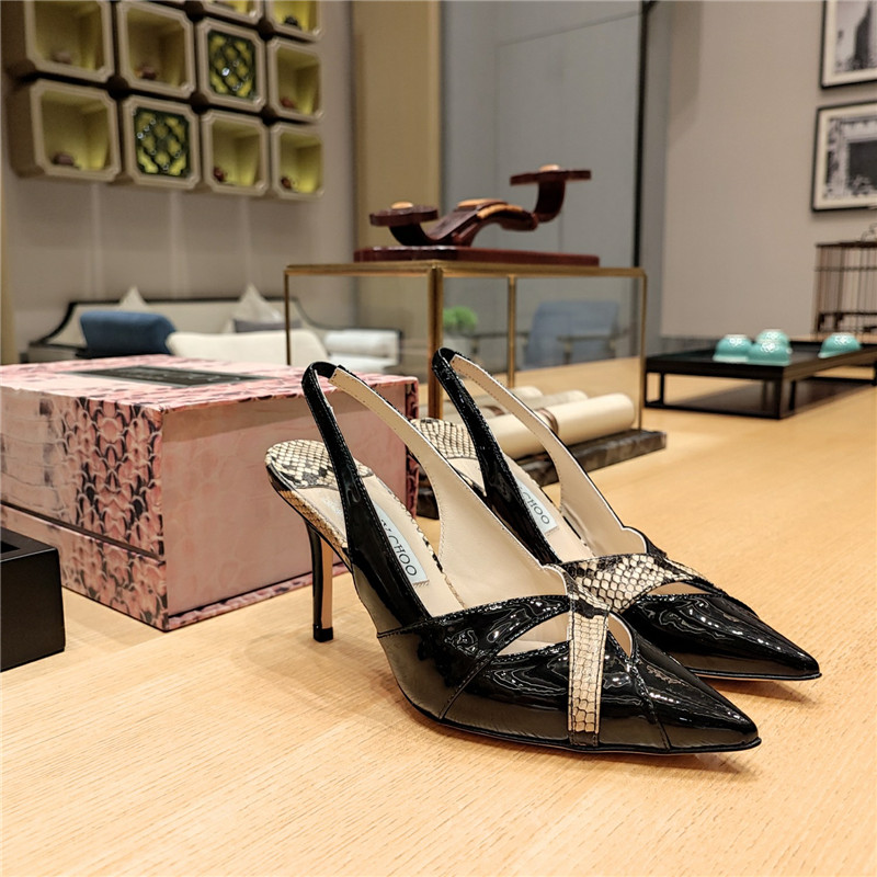 Best Replica Jimmy Choo high-heeled hollow leather style pointed sandals - Colareps