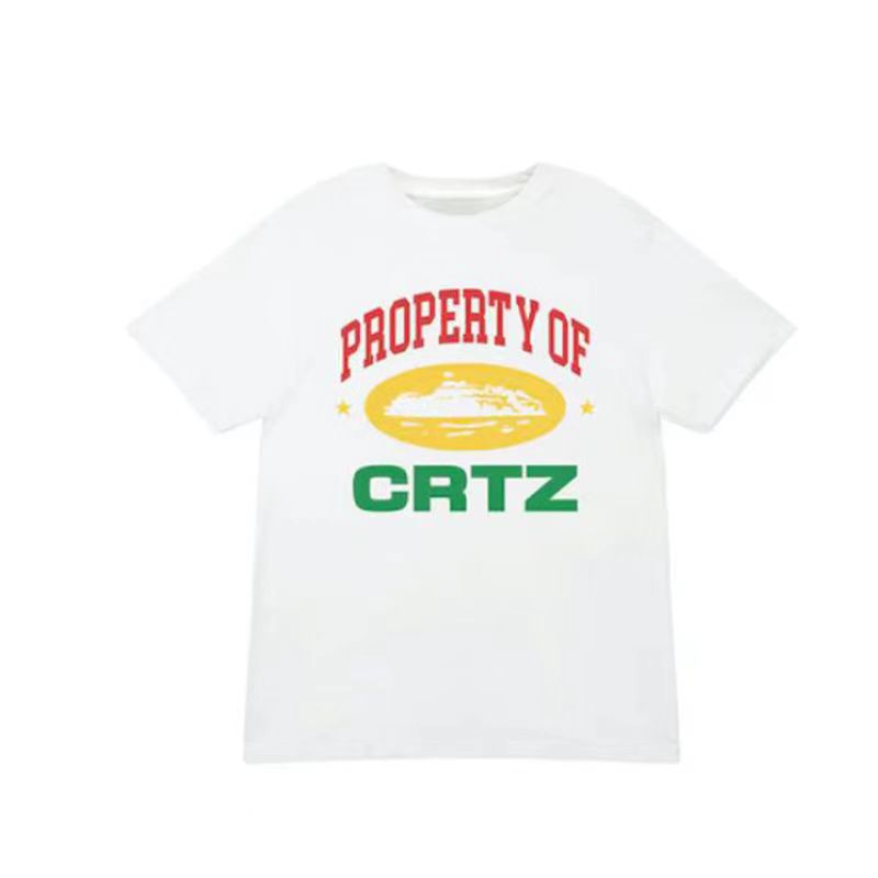 Best Replica Curved letter island print round neck tee 2 colors - Colareps