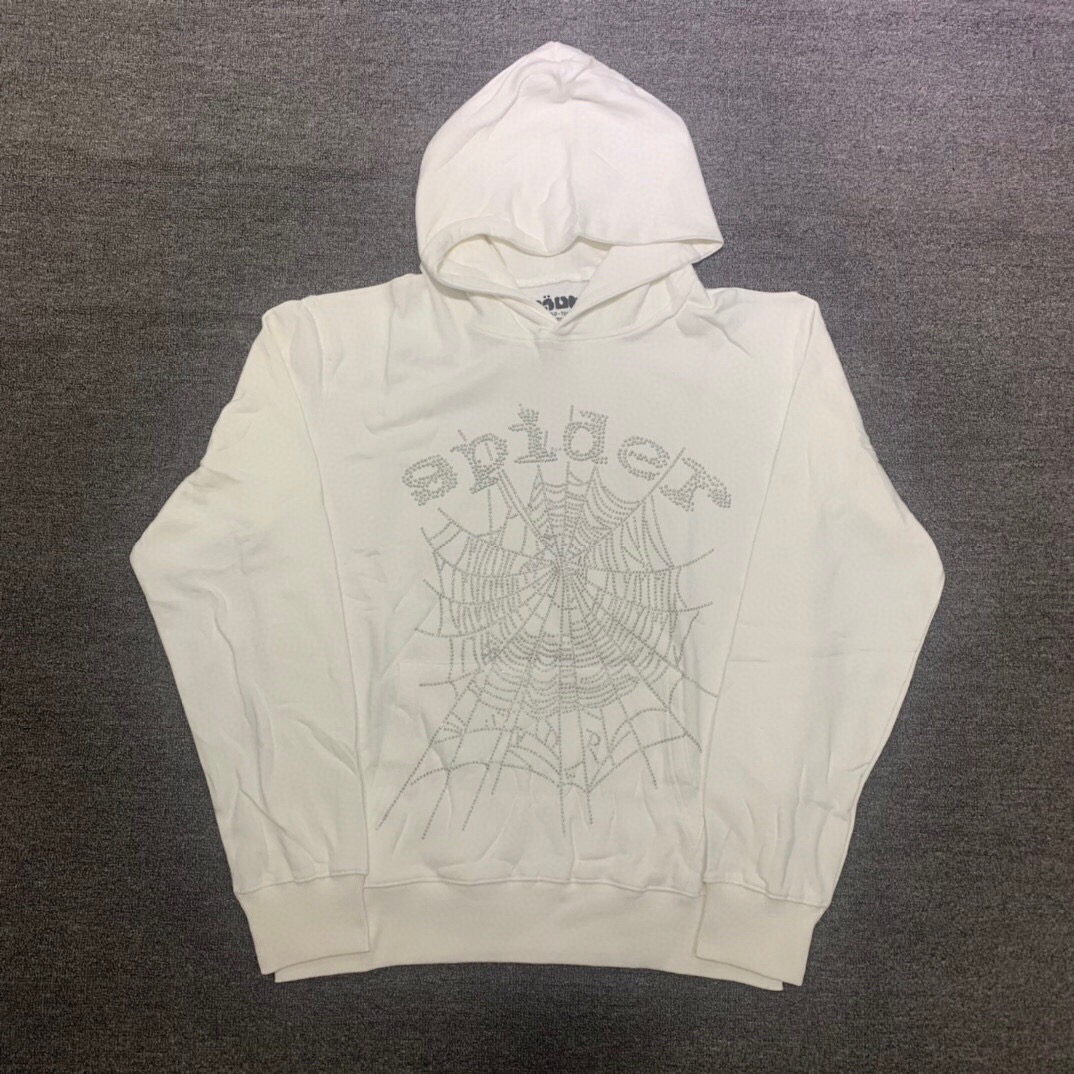 Best Replica Young Thug Sp5der-Shimmering cobweb hoodieBlack&White - Colareps
