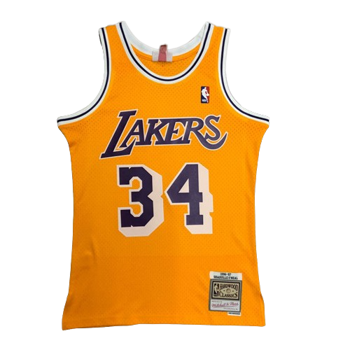 Best Replica SHAQUILLE O'NEAL LOS ANGELES LAKERS THROWBACK JERSEY (HEAT APPLIED) - Colareps