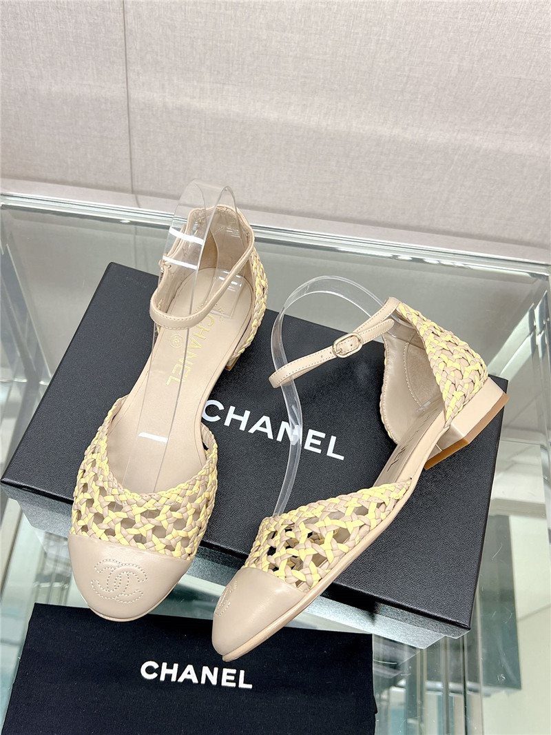 Best Replica Chanel Mary Jane hollow woven sandals - Colareps