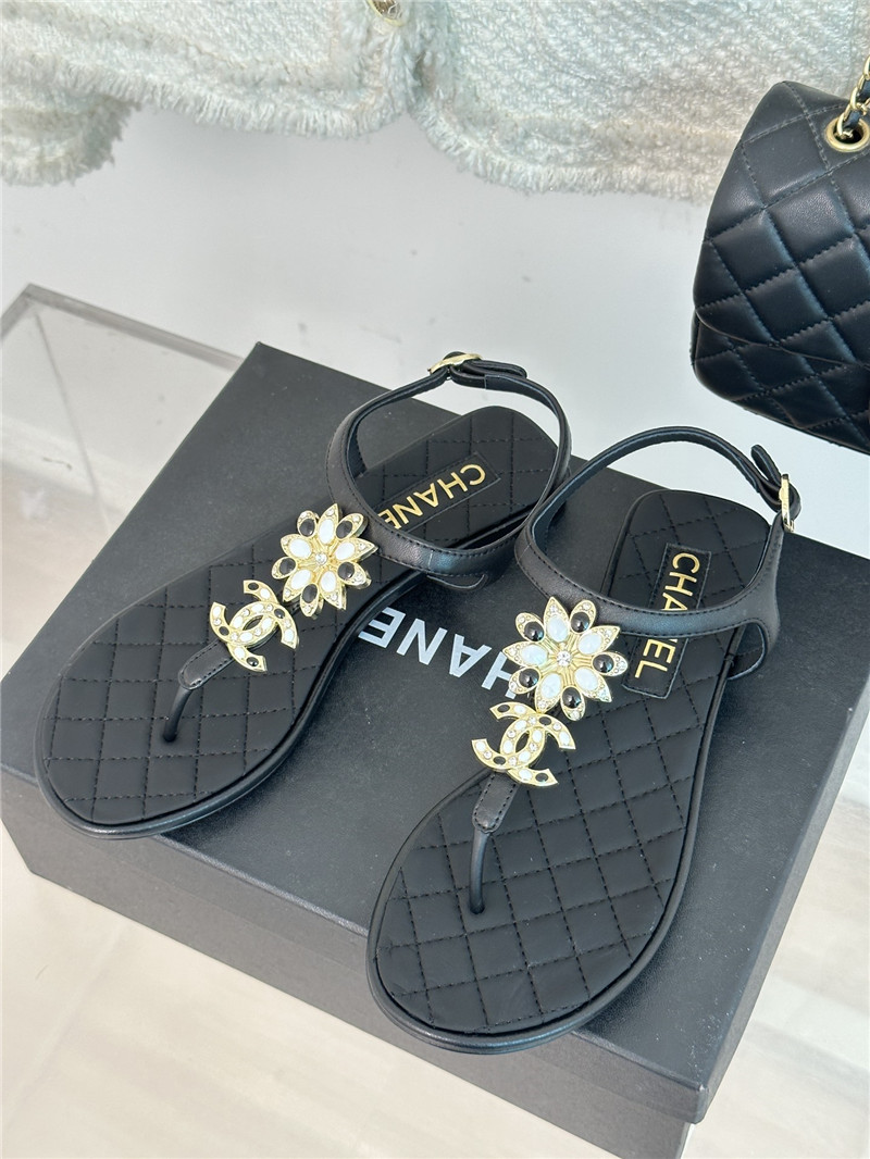 Best Replica Chanel camellia double C pinch sandals - Colareps