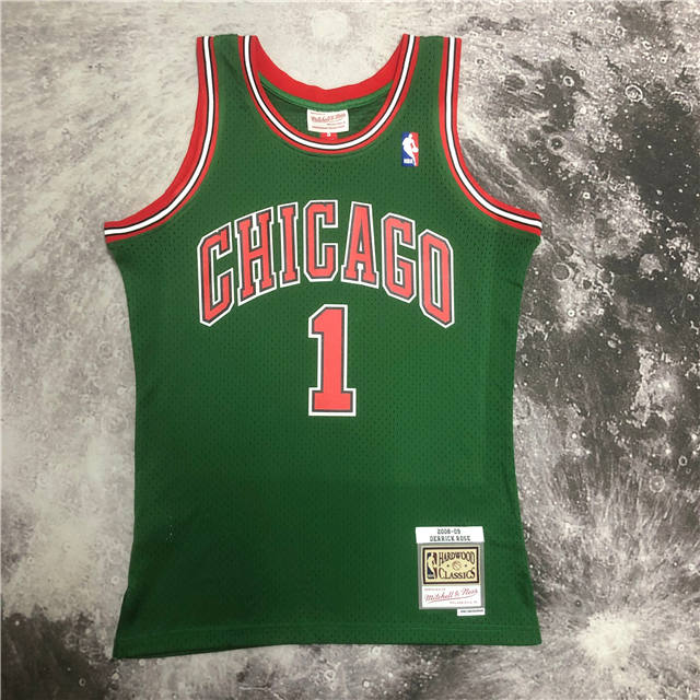 Best Replica DERRICK ROSE CHICAGO BULLS THROWBACK JERSEY ST. PATRICK'S DAY (HEAT APPLIED) - Colareps