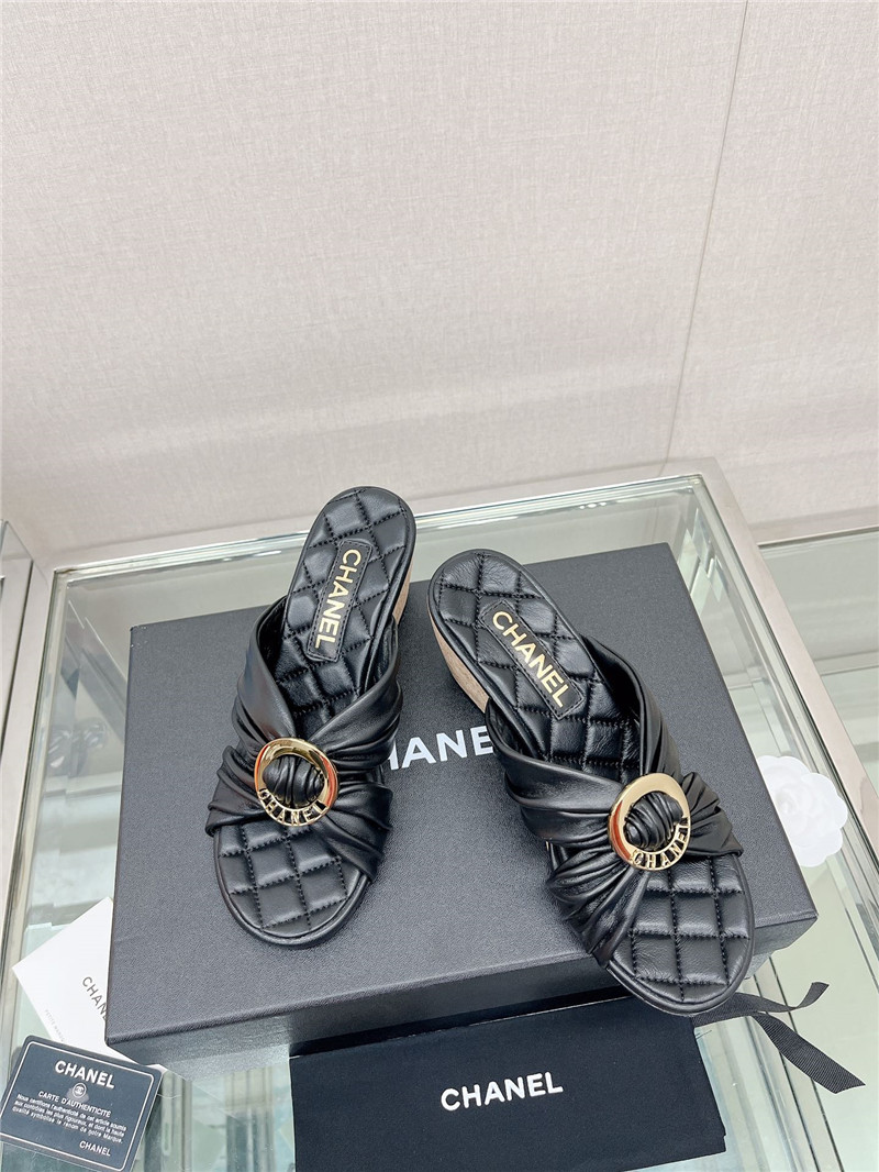 Best Replica chanel cross strap round buckle slippers - Colareps