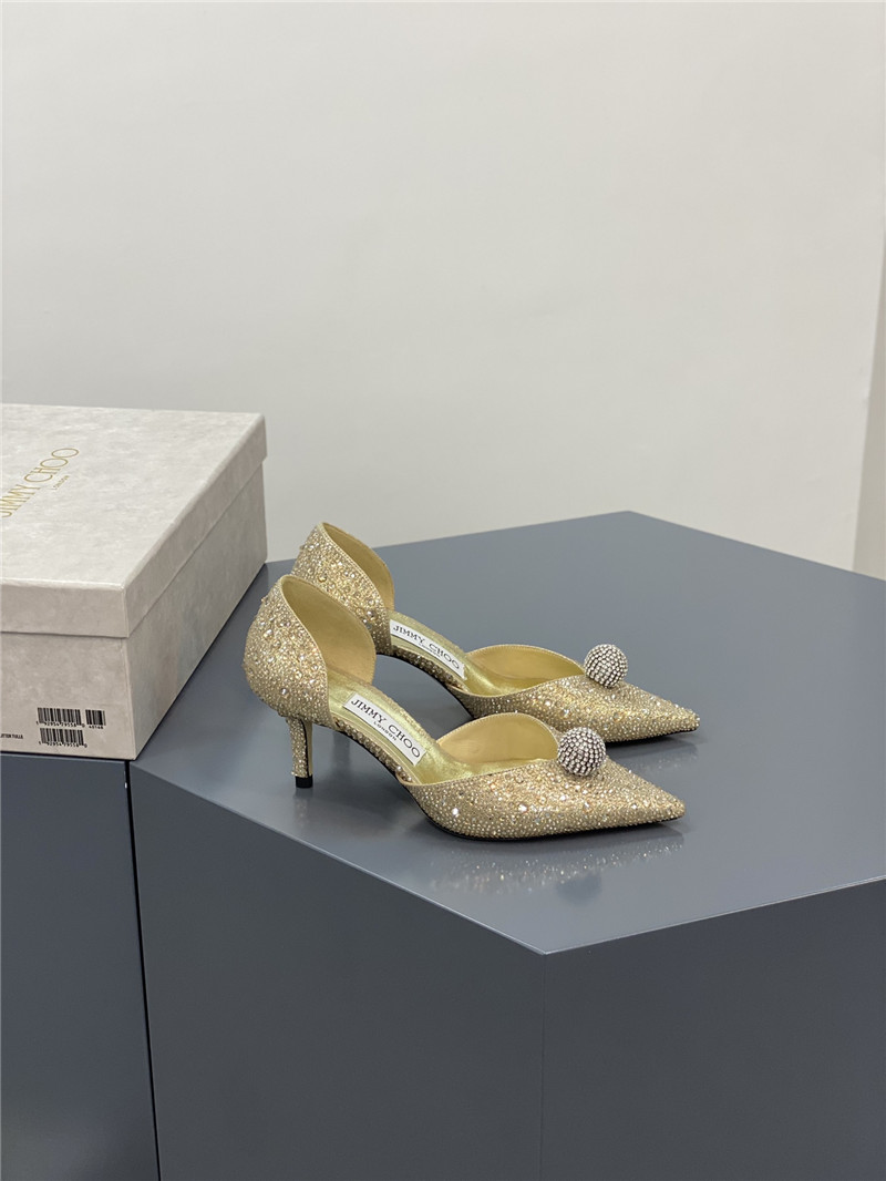 Best Replica Jimmy Choo jc high-heeled crystal slipper shoes - Colareps
