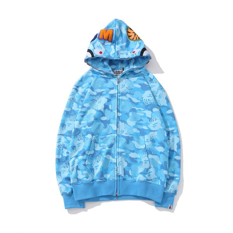 Best Replica BAPE Fire Camo Shark Full Zip Hoodie - Colareps