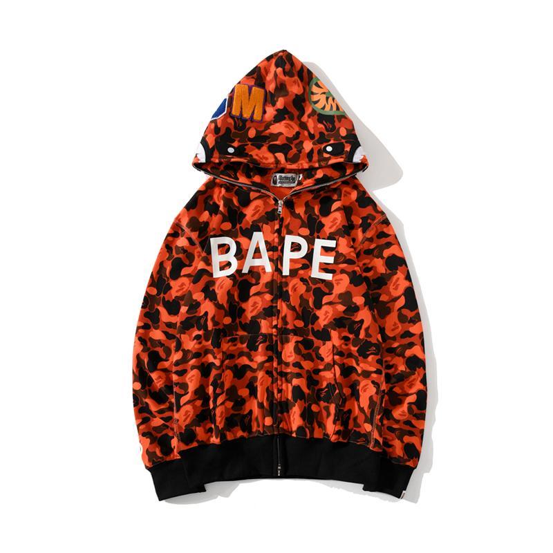 Best Replica Bape Shark Full Zip Hoodie Camo Orange - Colareps