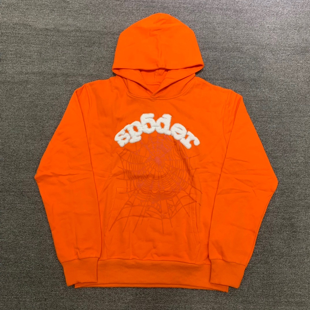 Best Replica Young Thug Sp5der-Orange hoodie with white letters - Colareps