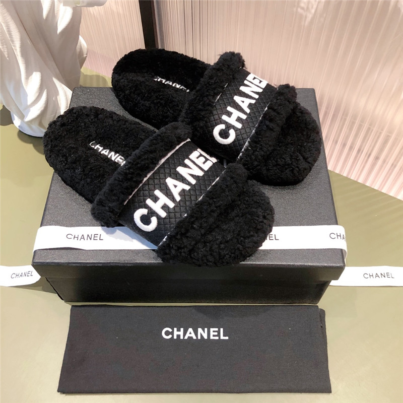 Best Replica chanel lamb wool slippers - Colareps