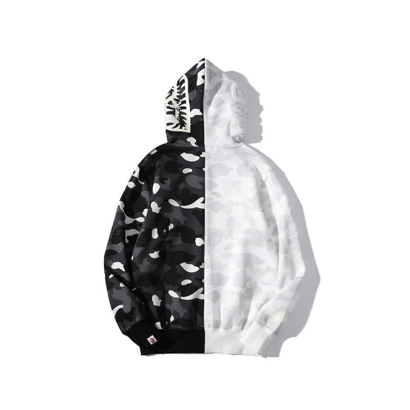 Best Replica Bape Full Zip Shark Black White Hoodie - Colareps