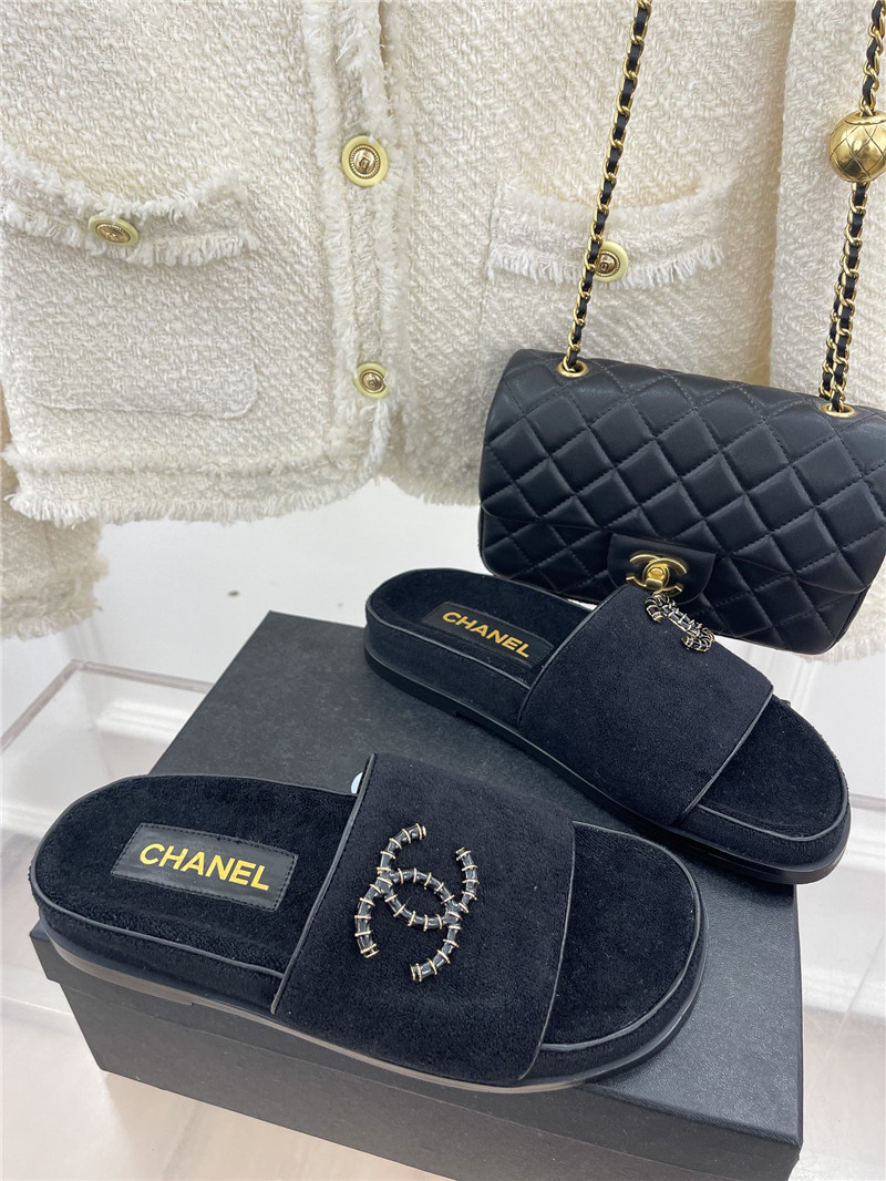 Best Replica chanel rhombus CC logo platform slippers - Colareps