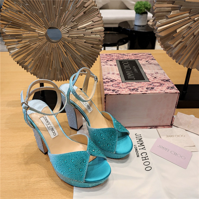 Best Replica Jimmy Choo blue color block hot diamond wedding shoes - Colareps