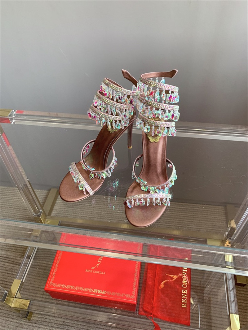 Best Replica rene caovilla crystal pendant heeled sandals - Colareps