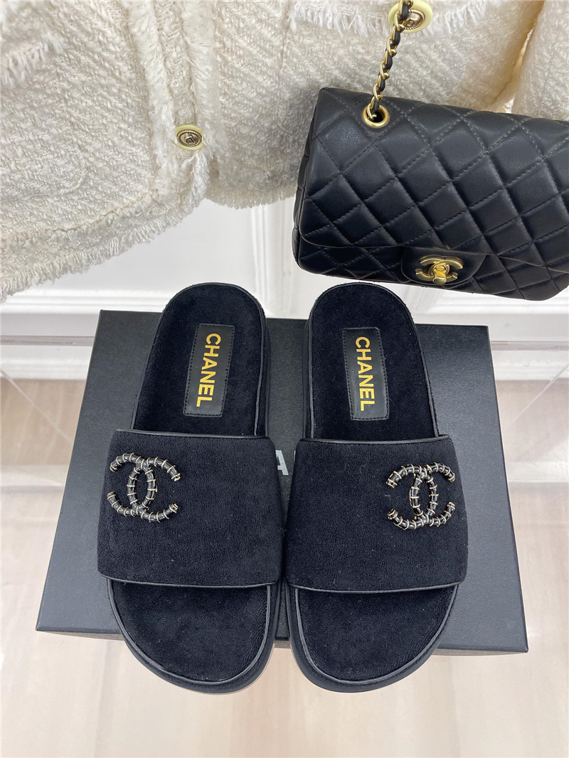 Best Replica chanel rhombus CC logo platform slippers - Colareps