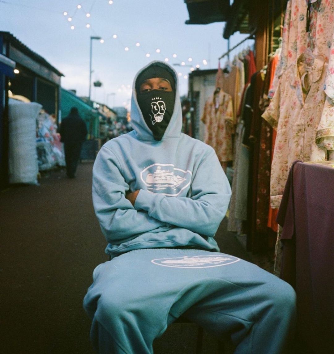 Best Replica 1:1 quality version Corteiz logo hoodie & pants light blue - Colareps