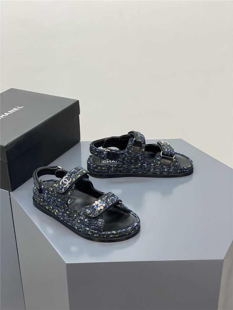 Best Replica chanel classic pearl buckle velcro gold coin sandals - Colareps