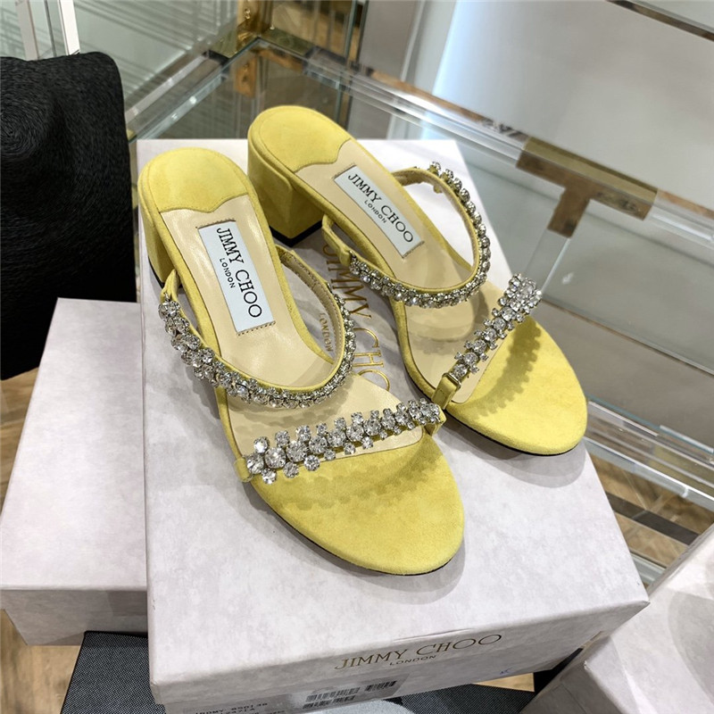 Best Replica Jimmy Choo Pearl Heels Dupe Rhinestone Low Heel Sandals - Colareps