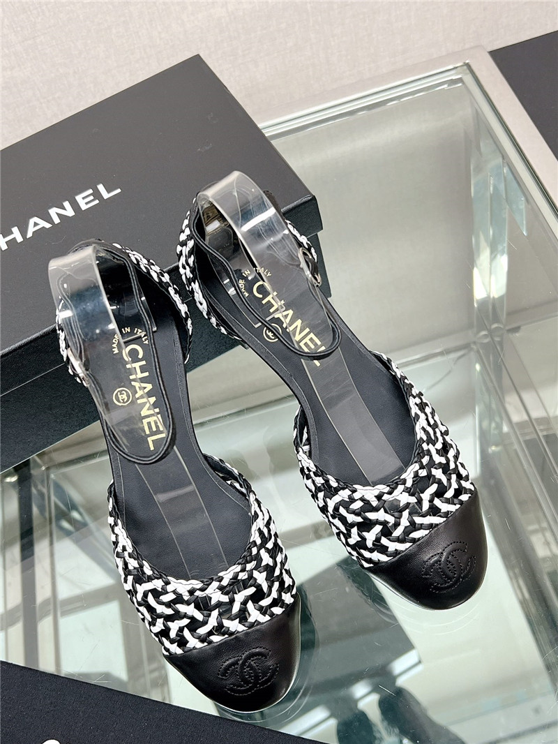 Best Replica Chanel Mary Jane hollow woven sandals - Colareps