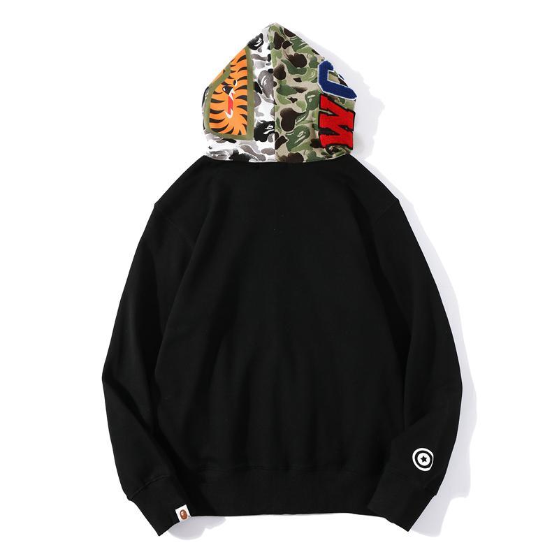 Best Replica Bape Full Zip Shark Camo Hoodie Black - Colareps