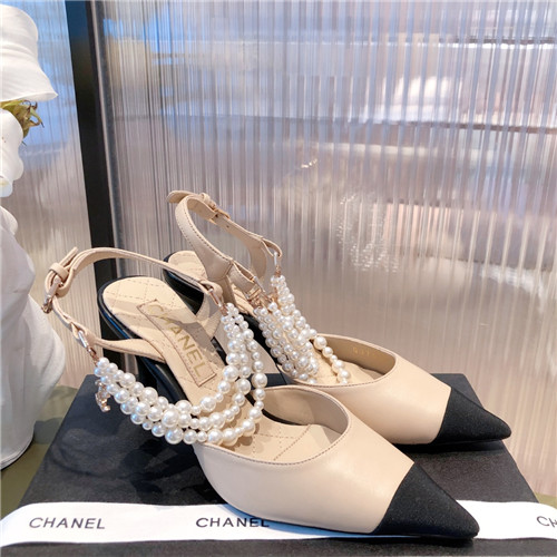 Best Replica chanel high heel pointed pearl sandals - Colareps