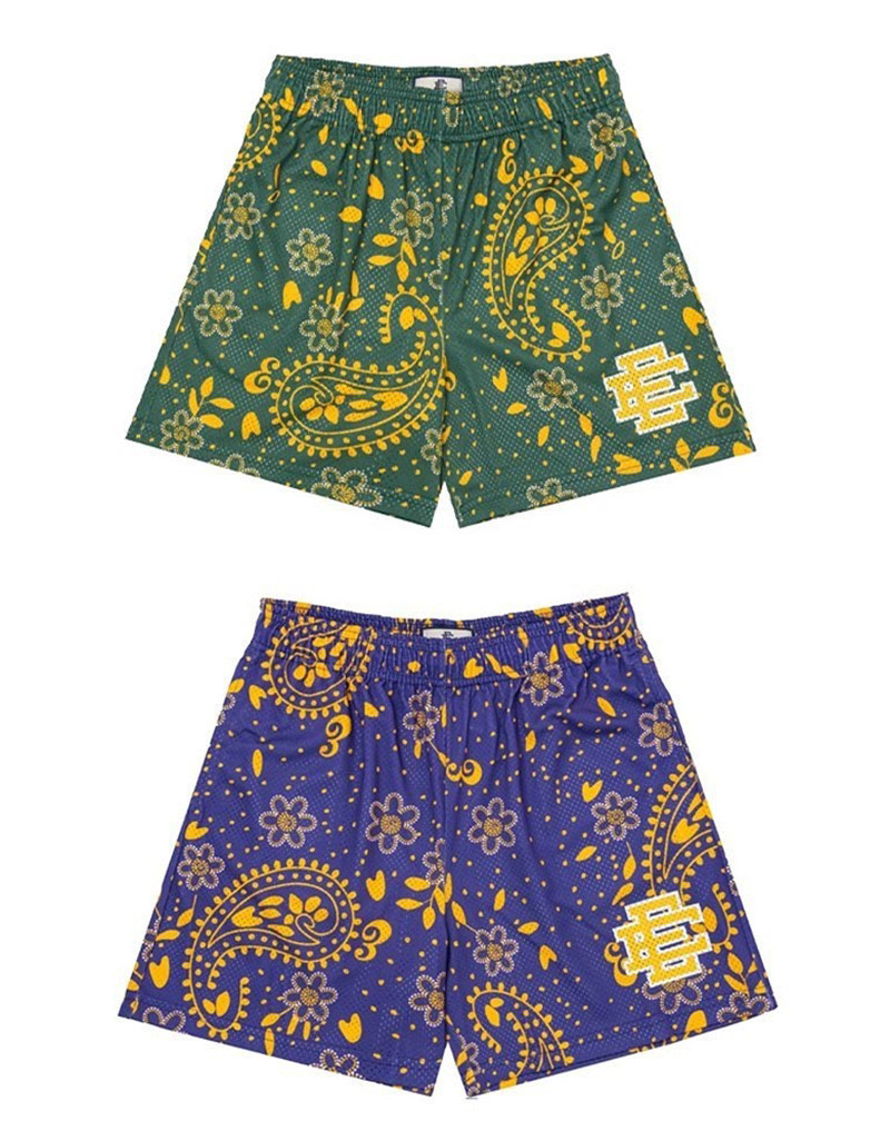 Best Replica Bandana style E logo shorts green purple brown - Colareps