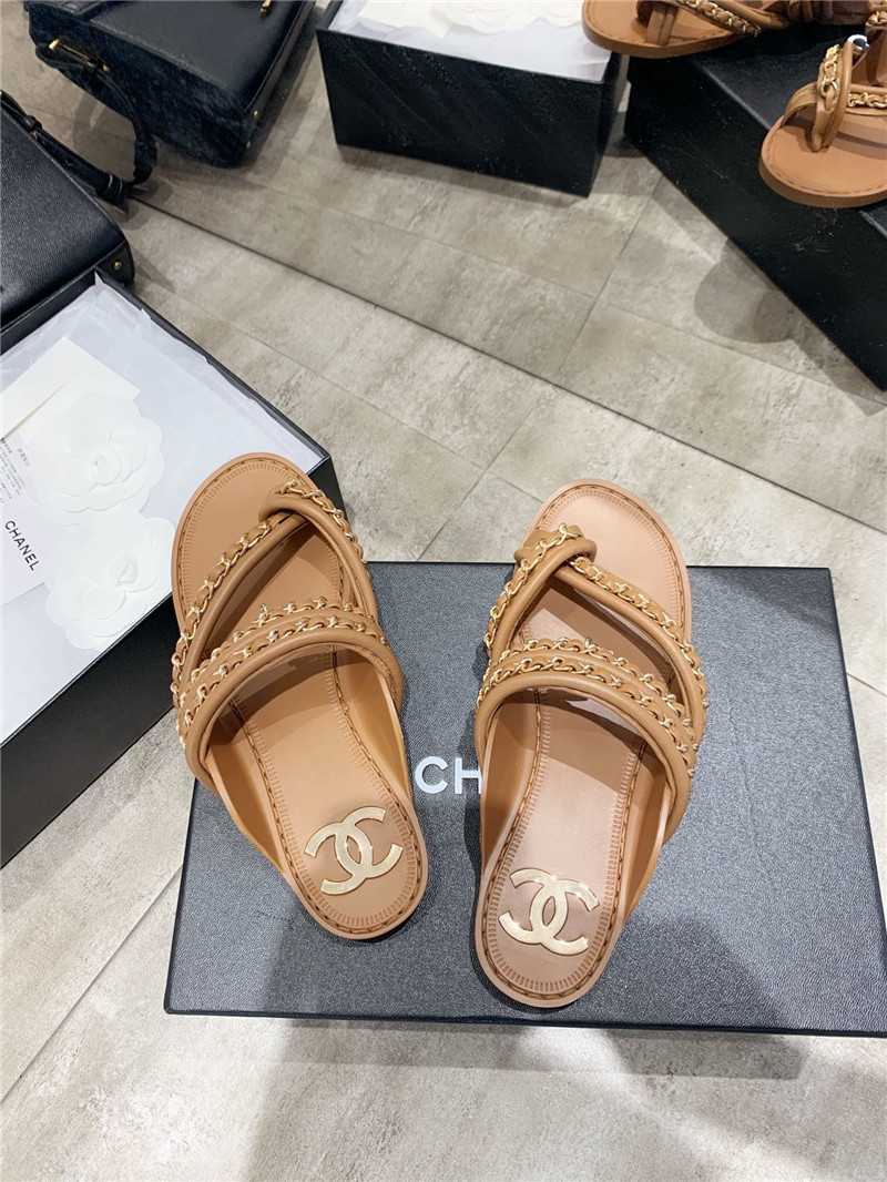 Best Replica CHANEL cc flip flops brown - Colareps