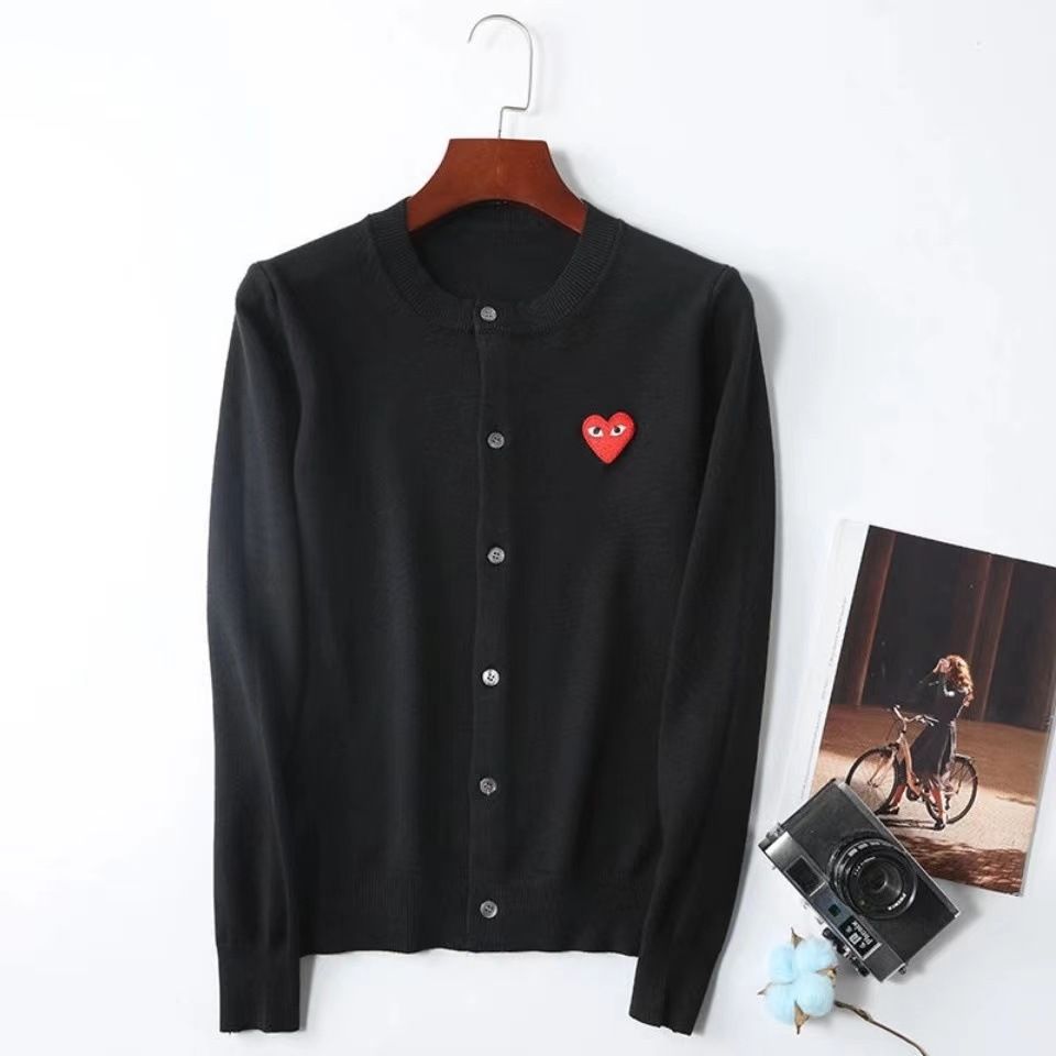 Best Replica CDG Play Pure Cotton Sweater kids Long Sleeve Knitted Cardigan Round-neck Sweater Warm Popular Couples Wear - Colareps