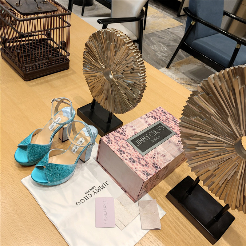 Best Replica Jimmy Choo blue color block hot diamond wedding shoes - Colareps