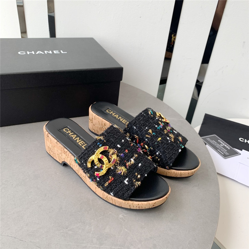 Best Replica Chanel rhombus thick-soled flip flops - Colareps