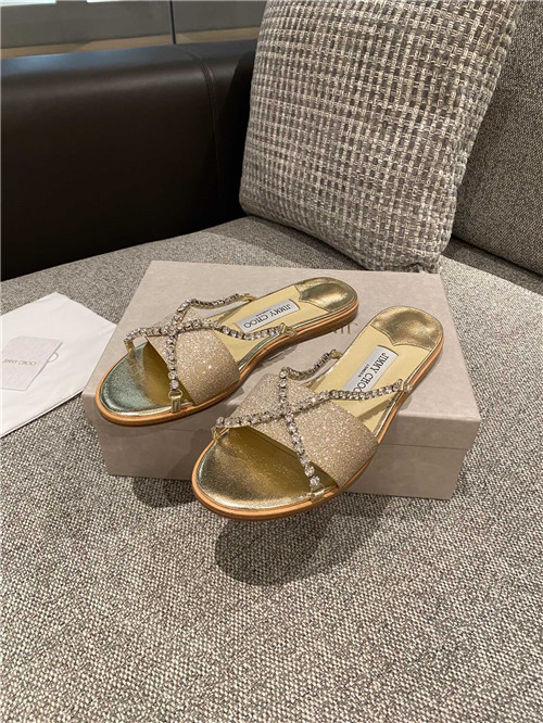 Best Replica jimmy choo rhinestone flat slippers - Colareps