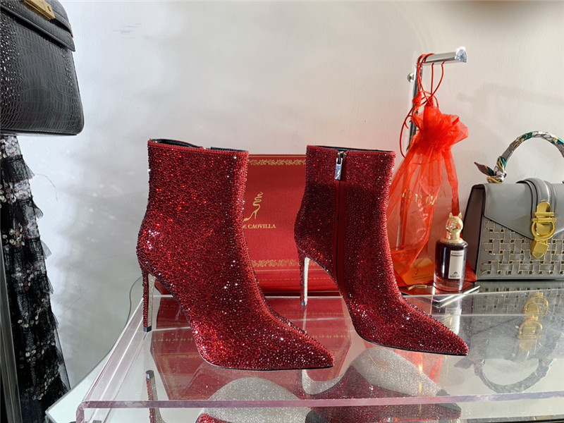 Best Replica Rene Caovilla drilled pointed high heel booties - Colareps