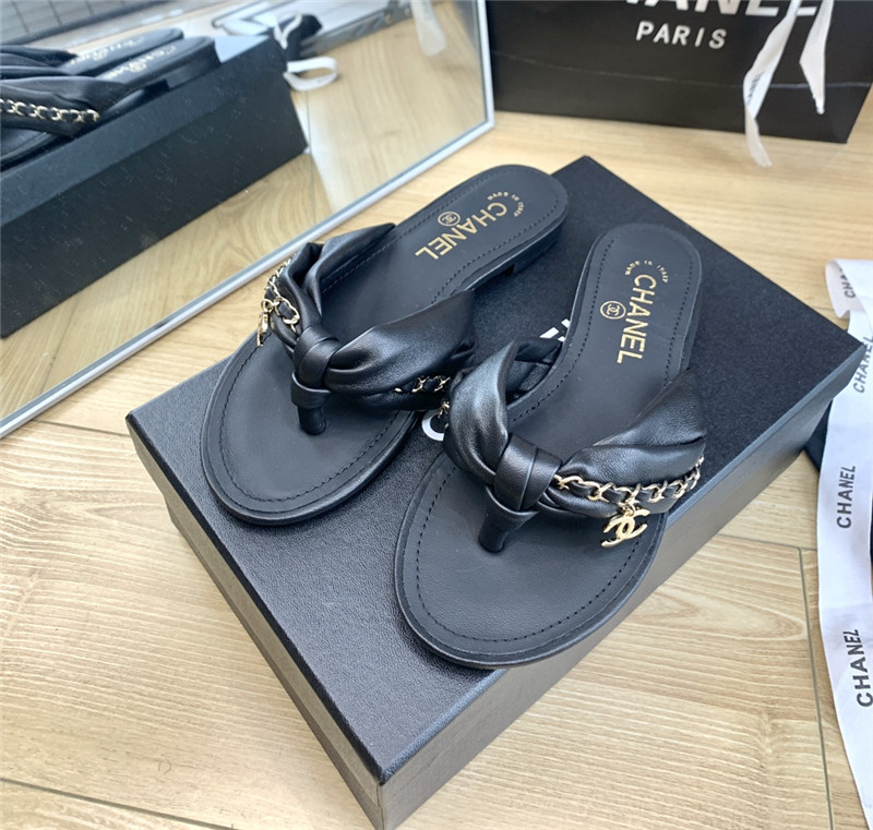 Best Replica chanel flat chain slippers - Colareps